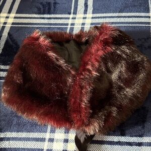 Unbranded Faux Fur Burgundy and Brown neck Scarf